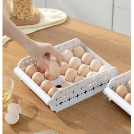 20 Grid Egg storage rack stackable egg refrigerator egg storage bin egg dispenser egg refrigerator holder container with lid Egg Container drawer refrigerator shelf.(Pack oF 1)