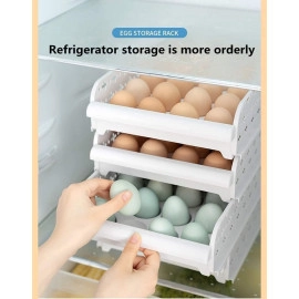 20 Grid Egg storage rack stackable egg refrigerator egg storage bin egg dispenser egg refrigerator holder container with lid Egg Container drawer refrigerator shelf.(Pack oF 1)