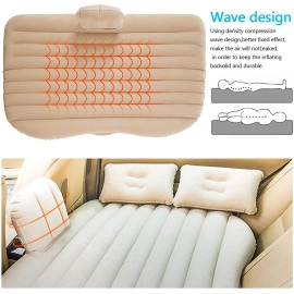 Polyvinyl Chloride(Pvc)Inflatable Travel Car Bed Air Sofa With Two Inflatable Pillow For Car Back Seat Fits Most Car Models Suv,Mpv,Truck,Minivan-Multicolor(Cream/Grey/Black),Full