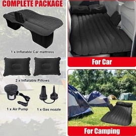 Polyvinyl Chloride(Pvc)Inflatable Travel Car Bed Air Sofa With Two Inflatable Pillow For Car Back Seat Fits Most Car Models Suv,Mpv,Truck,Minivan-Multicolor(Cream/Grey/Black),Full