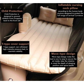 Polyvinyl Chloride(Pvc)Inflatable Travel Car Bed Air Sofa With Two Inflatable Pillow For Car Back Seat Fits Most Car Models Suv,Mpv,Truck,Minivan-Multicolor(Cream/Grey/Black),Full
