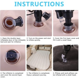 Polyvinyl Chloride(Pvc)Inflatable Travel Car Bed Air Sofa With Two Inflatable Pillow For Car Back Seat Fits Most Car Models Suv,Mpv,Truck,Minivan-Multicolor(Cream/Grey/Black),Full