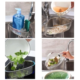 Stainless Steel Triangle Kitchen Sink Strainer Basket for Sink Food Strainer, Corner Sink Strainer Basket Stainless Steel Food Catcher Strainer for Kitchen,Vegetable,Fruits (Silver)(PACK of 1)