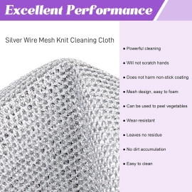 Non Scratch Dish wash Cloth 5 Pack Double Layer Heavy Multipurpose Wire Dishwashing Rags for Wet and Dry, Easy Rinsing, Reusable, Wire Cleaning Cloth for Kitchen, Sinks, Pots, Pans