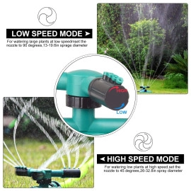 1 Pc Automatic 360 ° Rotating Adjustable Round 3 Arm Lawn Water Sprinkler for Watering Garden Plants/Pipe Hose Irrigation Yard Water Sprayer (Green)