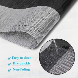 Placemats for Dining Table Heat Resistant Kitchen Table Mats Washable PVC Place Mats Stain Resistant Non-Slip Placemat (Black & Silver, 6)