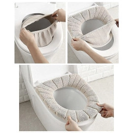 Washable Soft Warmer Toilet Seat Cover Toilet Seat Cushion Mat Toilet Seat Lid Cover Pads Stretchable Fibers Easy Installation Toilet Seat Covers (Pack of 1)