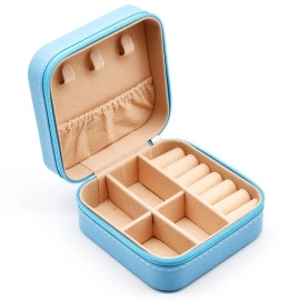 Mini Jewelry Travel Case, PU Leather Organizer Box, Small Portable Jewellery Storage Holder for Womens Rings Earrings Necklaces Bracelets (Pink)