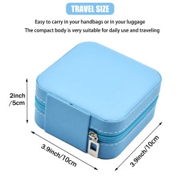 Mini Jewelry Travel Case, PU Leather Organizer Box, Small Portable Jewellery Storage Holder for Womens Rings Earrings Necklaces Bracelets (Pink)