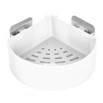 Multipurpose Kitchen Bathroom Plastic Shelf Wall Holder Triangle Shelf No Drill Self Adhesive Bathroom Triangle Shelve with Adhesive Magic Sticker (White) (Bathroom Triangle Shelve)