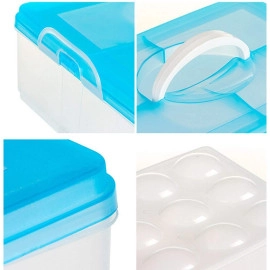 1 Layer 12 Grid Plastic Refrigerator Egg Storage Box/Container/Egg Holder Fridge Tray With Air Tight Lid - Multicolor (12 GRID)
