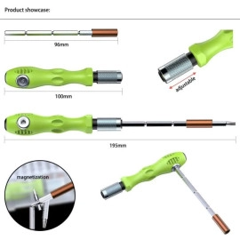 32 in 1 Mini Screwdriver Tool Set Kit with Magnetic Flexible Extension Rod, Precision Bits screw driver, computer, mobile repairing tool kit, watch repairing, laptop screwdriver set, Multicolor