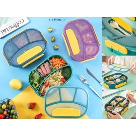 NIJEK STORE Leakproof Thermal Insulation 4 Compartment Lunch Boxes Reusable Microwave Freezer Safe Stainless Steel Portion Snack Containers for Adults and Kids (Multicolor)1000 milliliters