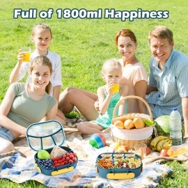 NIJEK STORE Leakproof Thermal Insulation 4 Compartment Lunch Boxes Reusable Microwave Freezer Safe Stainless Steel Portion Snack Containers for Adults and Kids (Multicolor)1000 milliliters