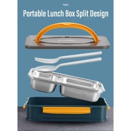 NIJEK STORE Leakproof Thermal Insulation 4 Compartment Lunch Boxes Reusable Microwave Freezer Safe Stainless Steel Portion Snack Containers for Adults and Kids (Multicolor)1000 milliliters