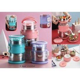 NIJEK STORE Leakproof Thermal Insulation 4 Compartment Lunch Boxes Reusable Microwave Freezer Safe Stainless Steel Portion Snack Containers for Adults and Kids (Multicolor)1000 milliliters