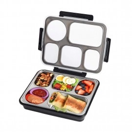 NIJEK STORE Leakproof Thermal Insulation 4 Compartment Lunch Boxes Reusable Microwave Freezer Safe Stainless Steel Portion Snack Containers for Adults and Kids (Multicolor)1000 milliliters