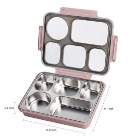 NIJEK STORE Leakproof Thermal Insulation 4 Compartment Lunch Boxes Reusable Microwave Freezer Safe Stainless Steel Portion Snack Containers for Adults and Kids (Multicolor)1000 milliliters