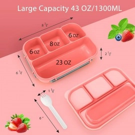 NIJEK STORE Leakproof Thermal Insulation 4 Compartment Lunch Boxes Reusable Microwave Freezer Safe Stainless Steel Portion Snack Containers for Adults and Kids (Multicolor)1000 milliliters