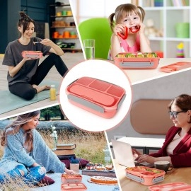 NIJEK STORE Leakproof Thermal Insulation 4 Compartment Lunch Boxes Reusable Microwave Freezer Safe Stainless Steel Portion Snack Containers for Adults and Kids (Multicolor)1000 milliliters