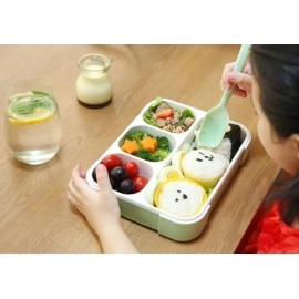 NIJEK STORE Leakproof Thermal Insulation 4 Compartment Lunch Boxes Reusable Microwave Freezer Safe Stainless Steel Portion Snack Containers for Adults and Kids (Multicolor)1000 milliliters