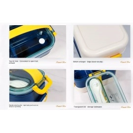 NIJEK STORE Leakproof Thermal Insulation 4 Compartment Lunch Boxes Reusable Microwave Freezer Safe Stainless Steel Portion Snack Containers for Adults and Kids (Multicolor)1000 milliliters