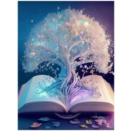 5D Tree of Life Diamond Painting by Number Kit for Kids and Adults - White Tree Book Diamond Art Kits Full Drill Diamond Dots Painting with Round Gems, 12x16inch