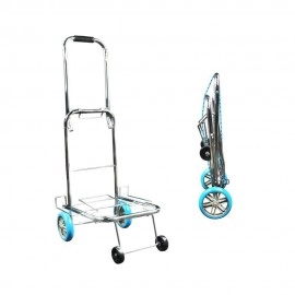 4 Wheels Folding Luggage Trolley Hand Truck Push Trolley (Stainless Steel)