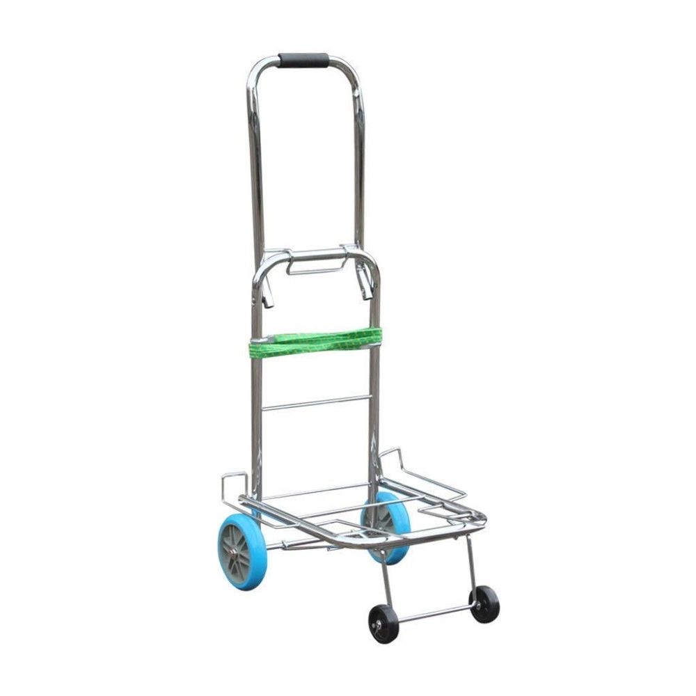 4 Wheels Folding Luggage Trolley Hand Truck Push Trolley (Stainless Steel)