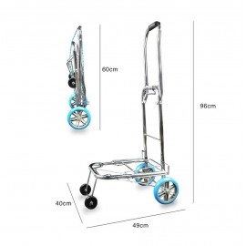 4 Wheels Folding Luggage Trolley Hand Truck Push Trolley (Stainless Steel)