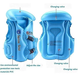 Swimming Pool Jacket Swimming Inflatable Jacket for Kids Learn Swimming Jacket Inflatable Swim Vest Safety Jacket Life Saving Swimming Guard for Kids(3-8 Year) - Multicolour