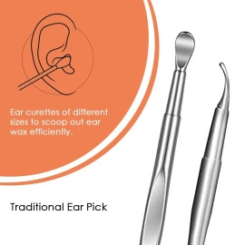 Ear Wax Cleaner Reusable Removal Kit Steel Ear Cleansing Tool Set Spiral Ear Curette Tool with Cleaning Brush and Storage Box For Kids Man Woman (6Pcs)