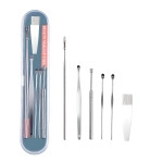 Ear Wax Cleaner Reusable Removal Kit Steel Ear Cleansing Tool Set Spiral Ear Curette Tool with Cleaning Brush and Storage Box For Kids Man Woman (6Pcs)