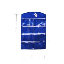 16 Pocket Wall Hanging Storage Organizer Bag for Socks Undergarments Cupboard, Belt, Ties, Scarf Jewelry, Lingerie, Clothes Closet Wardrobe Organiser (Pack of 1, Grey, Vinyl)