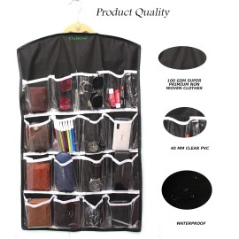 16 Pocket Wall Hanging Storage Organizer Bag for Socks Undergarments Cupboard, Belt, Ties, Scarf Jewelry, Lingerie, Clothes Closet Wardrobe Organiser (Pack of 1, Grey, Vinyl)