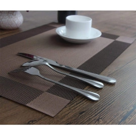 Washable PVC Vinyl Heat Resistant Dinner Table Mats Placement Easy to Wash Cleaning Both Side Usable (Set of 4, Brown)