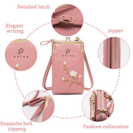 Women's Small Cross-Body Phone Bag Stylish PU Leather Mobile Cell Phone Holder Pocket Purse Wallet Sling Bag Mini Shoulder Bags