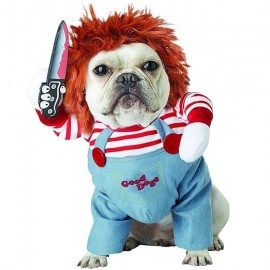 Pet Deadly Doll Dog Costume, Novelty Dog Cosplay Funny Halloween Costumes, Cute Dog Clothes For Small Medium & Large Dogs Cats Puppy, Party DressCool Dog Outfit Scary & Spooky Apparel