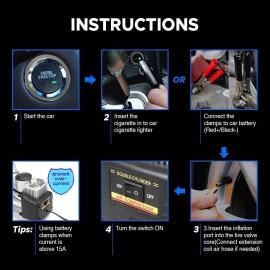 High Speed Double Cylinder Tyre Inflator Air Compressor Pump Heavy Duty 2 Cylinder Car Air Compressor Tire Inflator