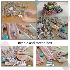 Portable Sewing Kit, Home Sewing Kit, DIY Sewing Supplies for Adults and Kids, Sewing Supplies and Accessories Contains 12 Spools of Thread of 100m, Sewing Needles and Tape Measure Etc