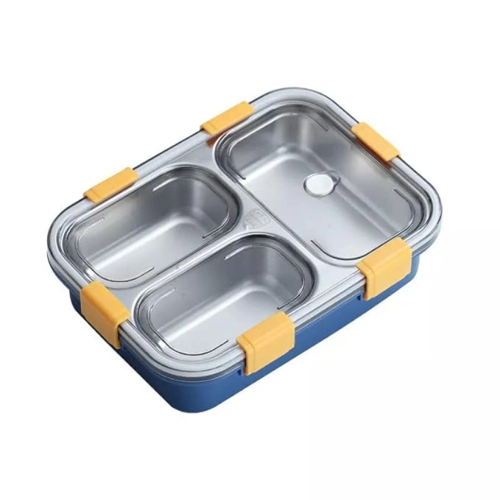 Lunch Box 3 Compartment Leak-Proof Bpa Free Stainless Steel With Spoon, For School, Lunch Box, Lunch Box For School & Office With A Spoon And A Pair Of Chopsticks, 750 Ml