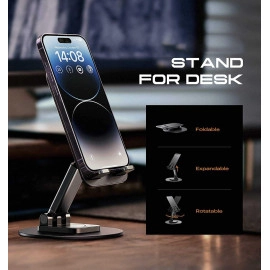 Mobile Stand Holder for Desk Sturdy,Anti-Slip,Height Angle Adjustable Mobile Holder Cellphone Holder Compatible with iPhone,Samsung Galaxy,Vivo, Oppo All Mobile Phones (Black)