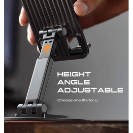 Mobile Stand Holder for Desk Sturdy,Anti-Slip,Height Angle Adjustable Mobile Holder Cellphone Holder Compatible with iPhone,Samsung Galaxy,Vivo, Oppo All Mobile Phones (Black)