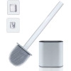 Toilet Brush and Holder Set for Bathroom, Flexible Toilet Cleaning Bowl Brush Head with Silicone Bristles, Compact Size for Storage and Organization (Multicolor)
