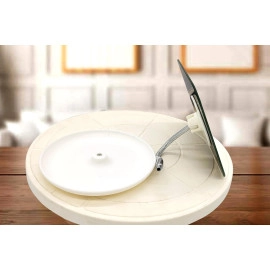 360° Rotaiton Round Dish Beauty Mirror, Folding Portable Tabletop Saving & Makeup Desk Vanity Countertop Mirrors with Stand for Dressing,Parlor,Travel Best Wish for Gift Men Women