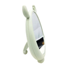 Round Makeup Mirror Desktop Cute Cartoon Tabletop Vanity Makeup Mirror Stand Folding Cosmetic Plastic Single Mirror Wall Hanging for Home Bathroom Table Top Makeup Mirror (White)