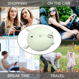 Round Makeup Mirror Desktop Cute Cartoon Tabletop Vanity Makeup Mirror Stand Folding Cosmetic Plastic Single Mirror Wall Hanging for Home Bathroom Table Top Makeup Mirror (White)