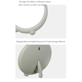Round Makeup Mirror Desktop Cute Cartoon Tabletop Vanity Makeup Mirror Stand Folding Cosmetic Plastic Single Mirror Wall Hanging for Home Bathroom Table Top Makeup Mirror (White)