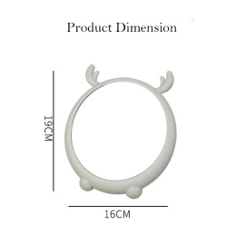 Round Makeup Mirror Desktop Cute Cartoon Tabletop Vanity Makeup Mirror Stand Folding Cosmetic Plastic Single Mirror Wall Hanging for Home Bathroom Table Top Makeup Mirror (White)