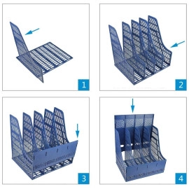 4 Section Plastic File Plate Office Desk Organizer Literature Magazine Book Paper Document Folder Tray Office Home Desktop Book Box Bookshelf (1)